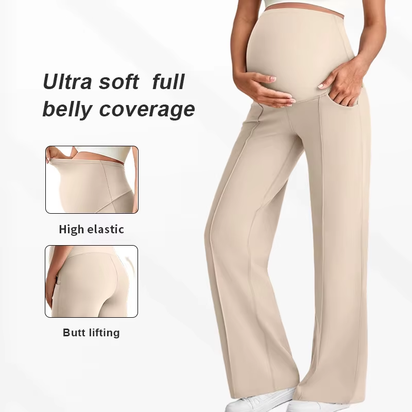 Plus Size Maternity Straight Pants 2026 Autumn Winter High Waist Pregnant Women Wide-Leg Pants Outer Wear Premama Loose Trousers